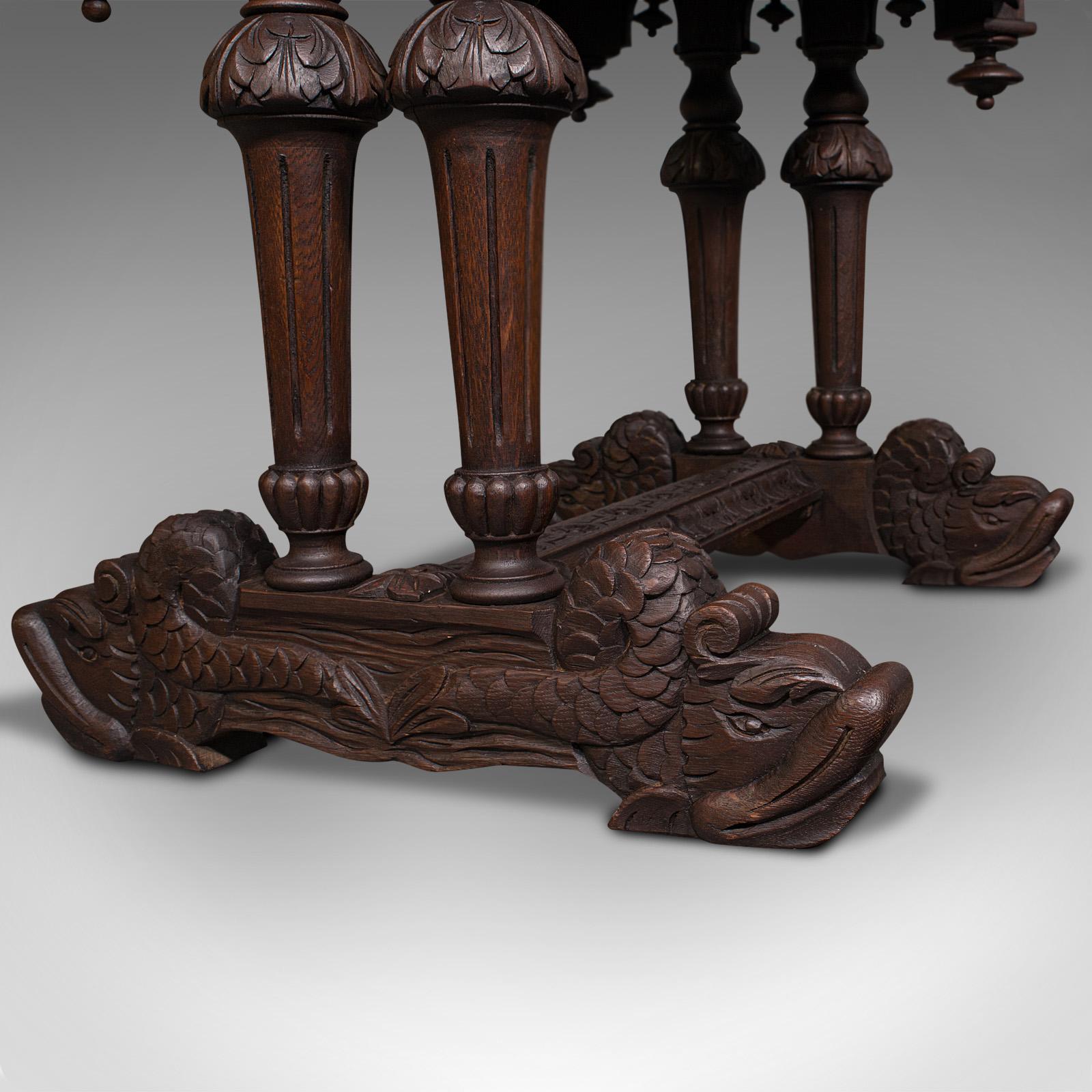 Antique Gothic Side Table, Scottish, Oak, Correspondence Desk, Victorian, C.1880 7