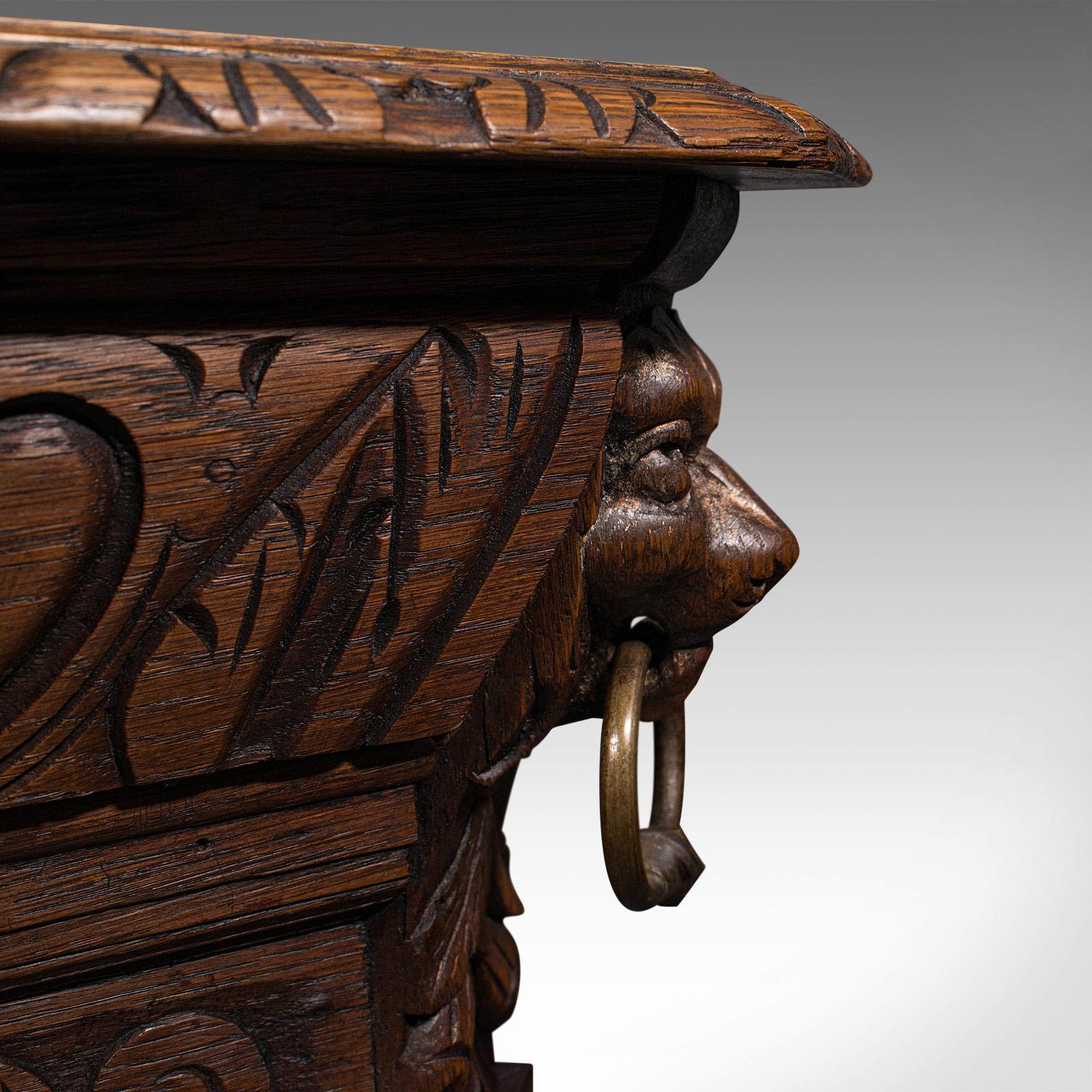 Antique Gothic Side Table, Scottish, Oak, Correspondence Desk, Victorian, C.1880 3