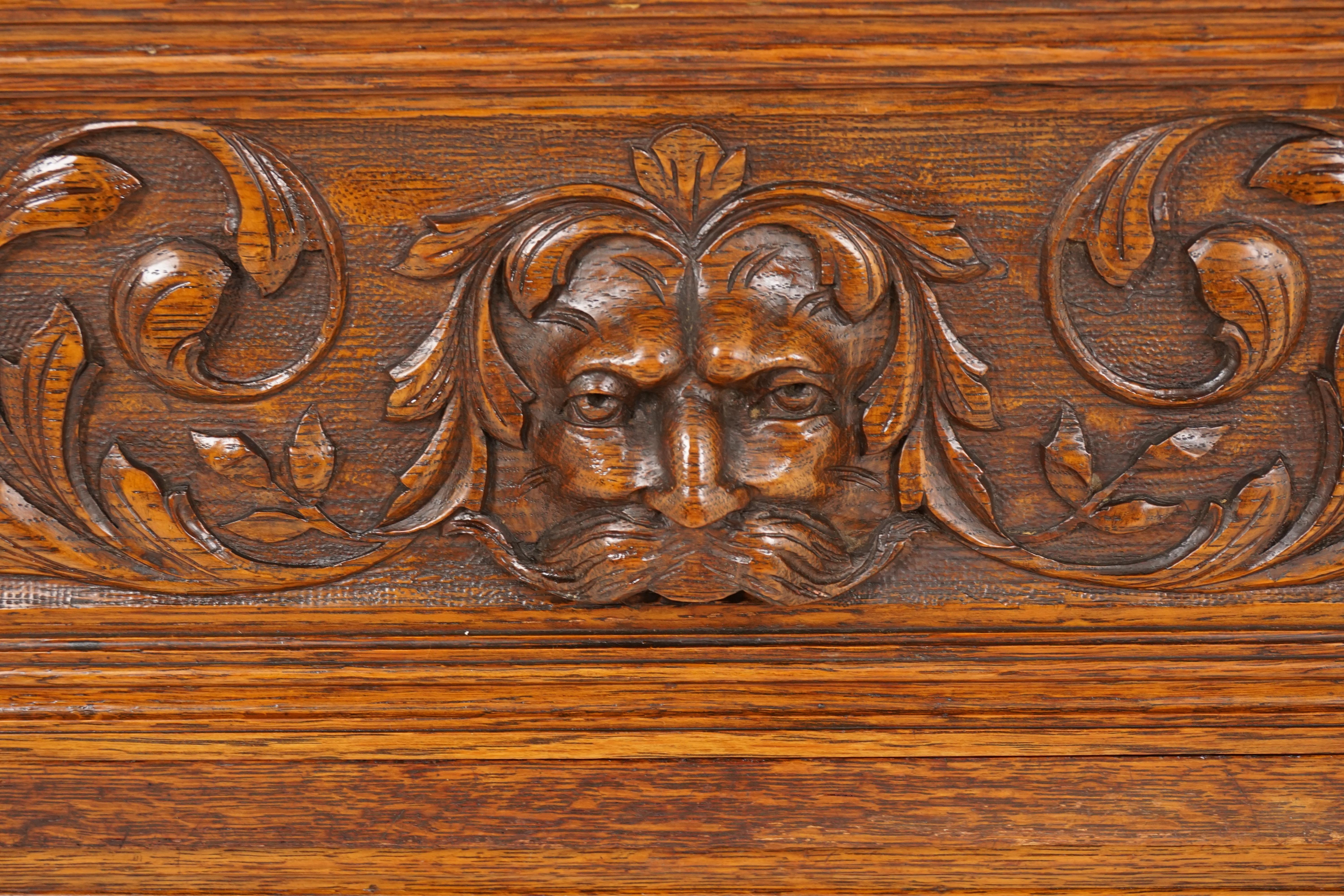 Late 19th Century Antique Gothic Sideboard, Carved Oak, Green Man Buffet, Scotland 1880, B2695