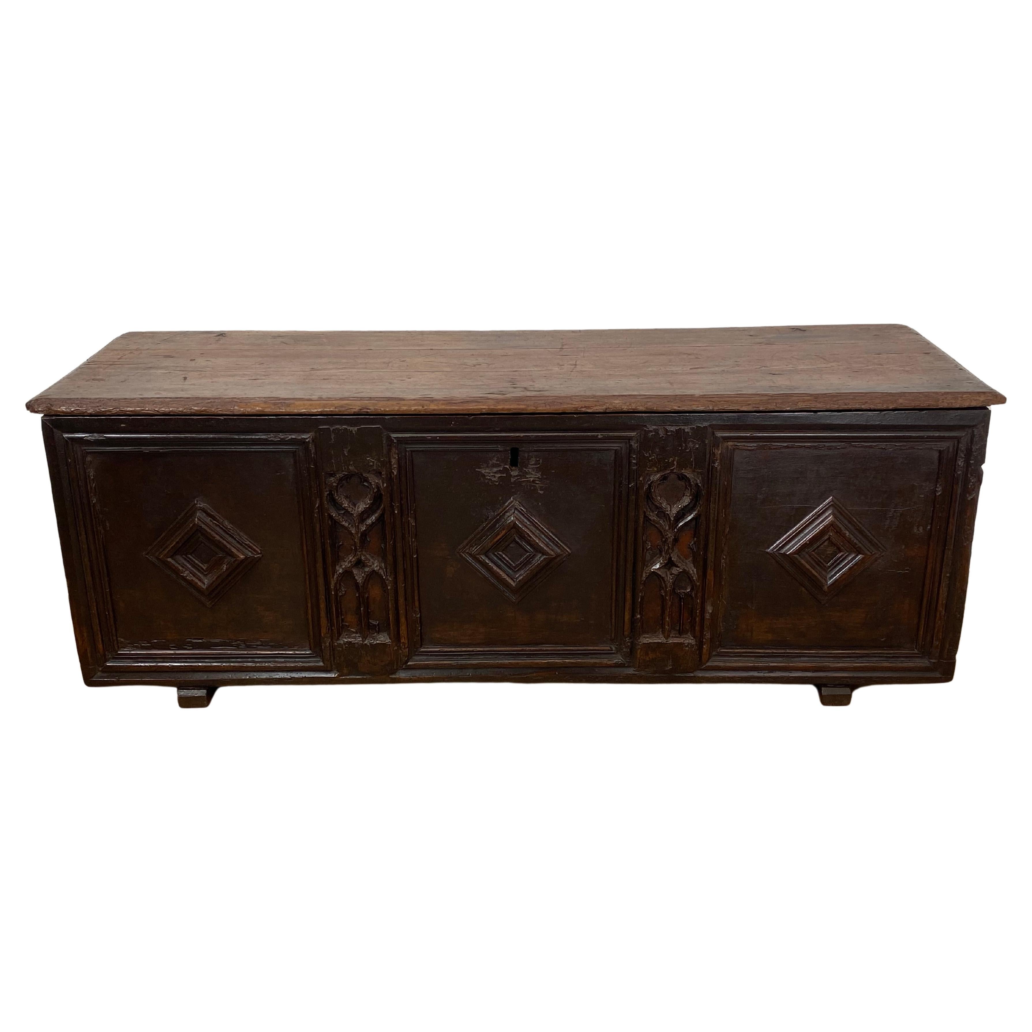 Antique Gothic Spanish Chest/Trunk For Sale