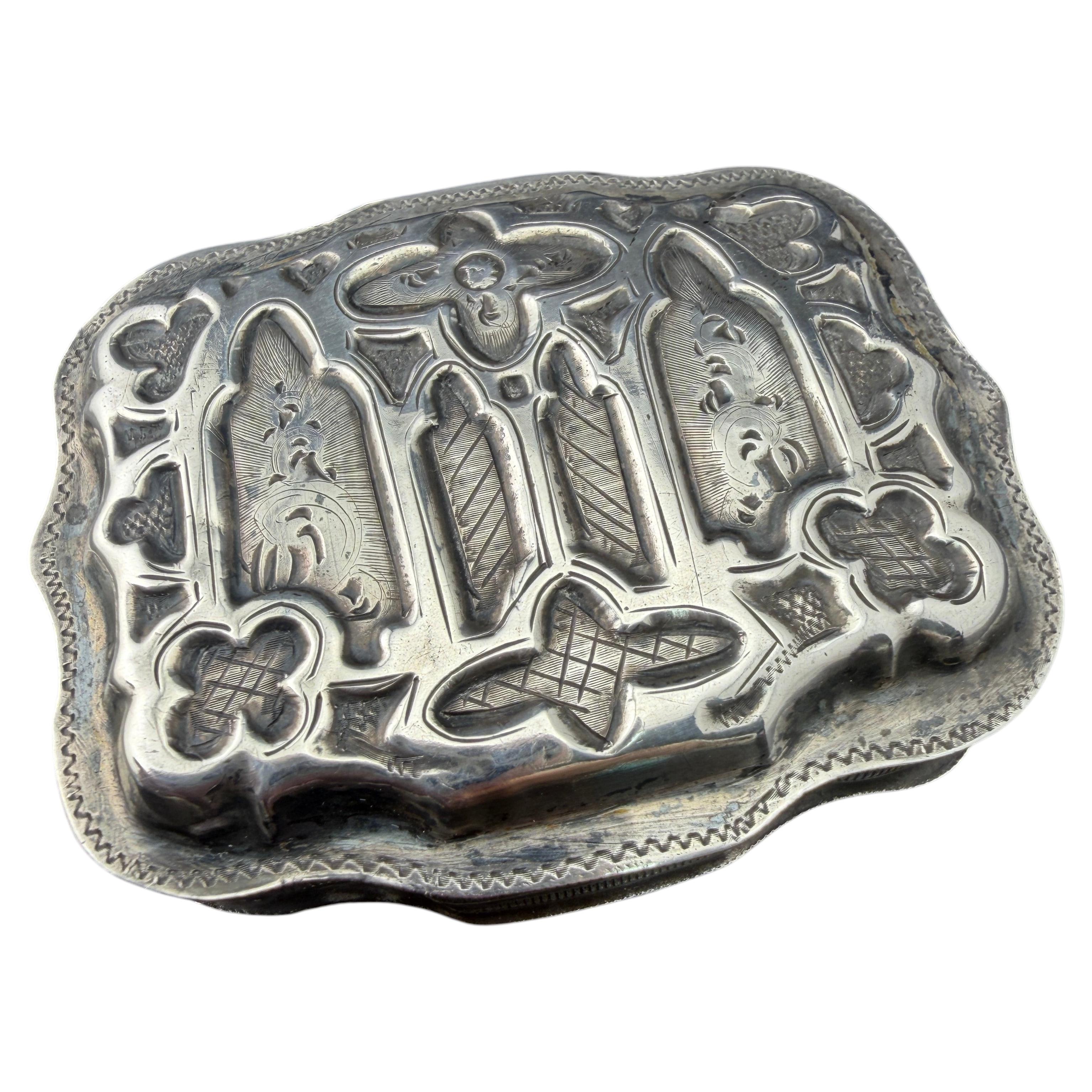 Antique Gothic Sterling Silver Trinket Box/Late 1890;s