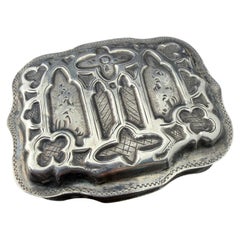 Ancienne boîte à bibelots gothique en argent sterling/fin des années 1890