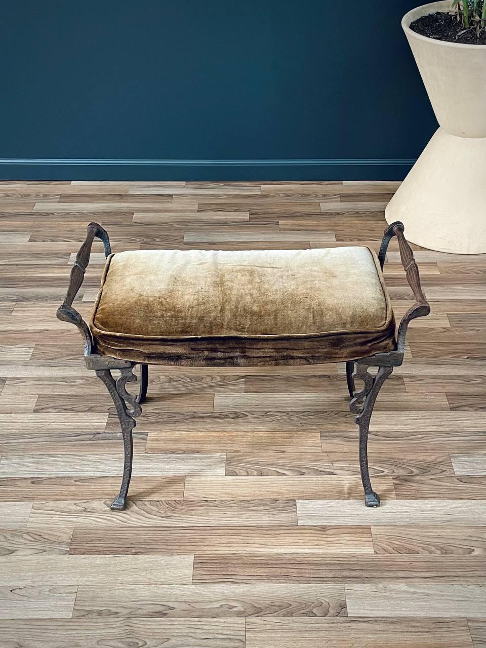 Mid-20th Century Antique Gothic Stye Painted Cast Aluminum Bench