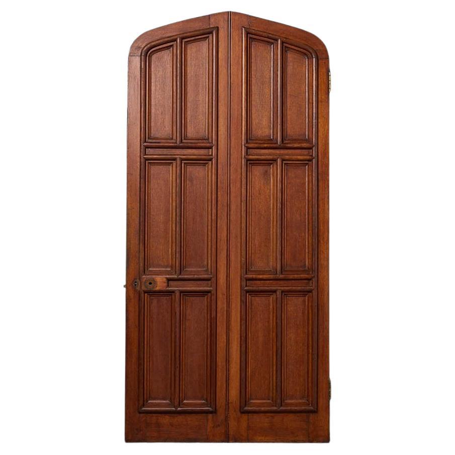 Antique Gothic Style Arched Panelled Oak Door