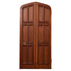 Antique Gothic Style Arched Panelled Oak Door