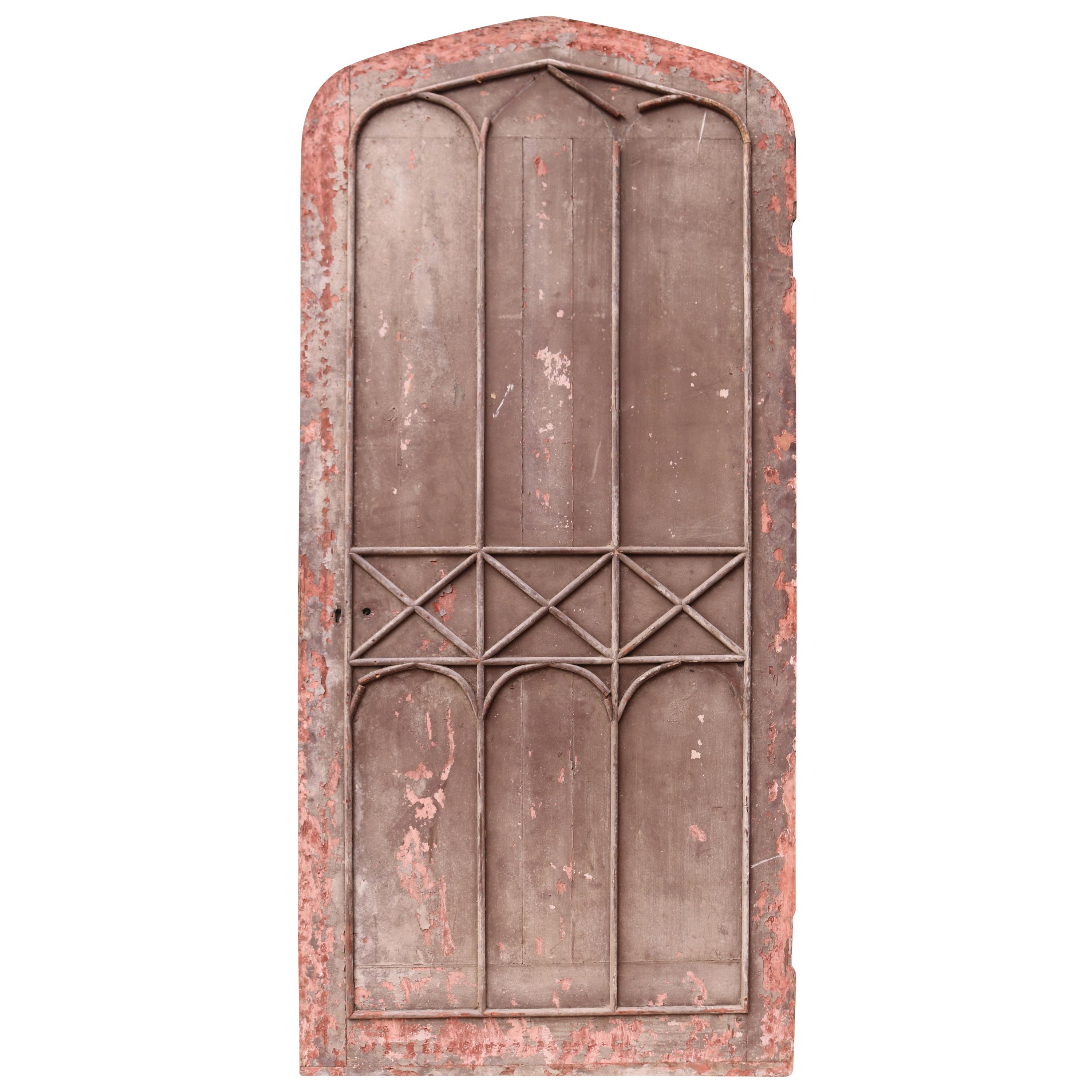 Antique Gothic Style Arched Studded Door