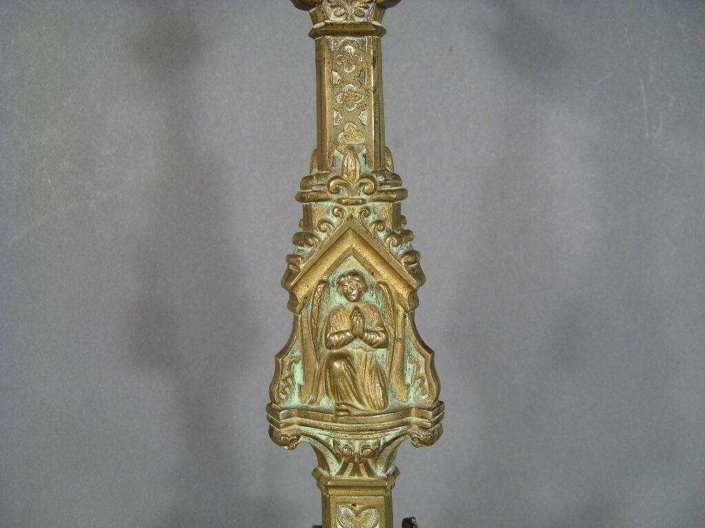 Antique Gothic Style Candle Holder in Gilded Bronze, 19th Century -1Y61 1