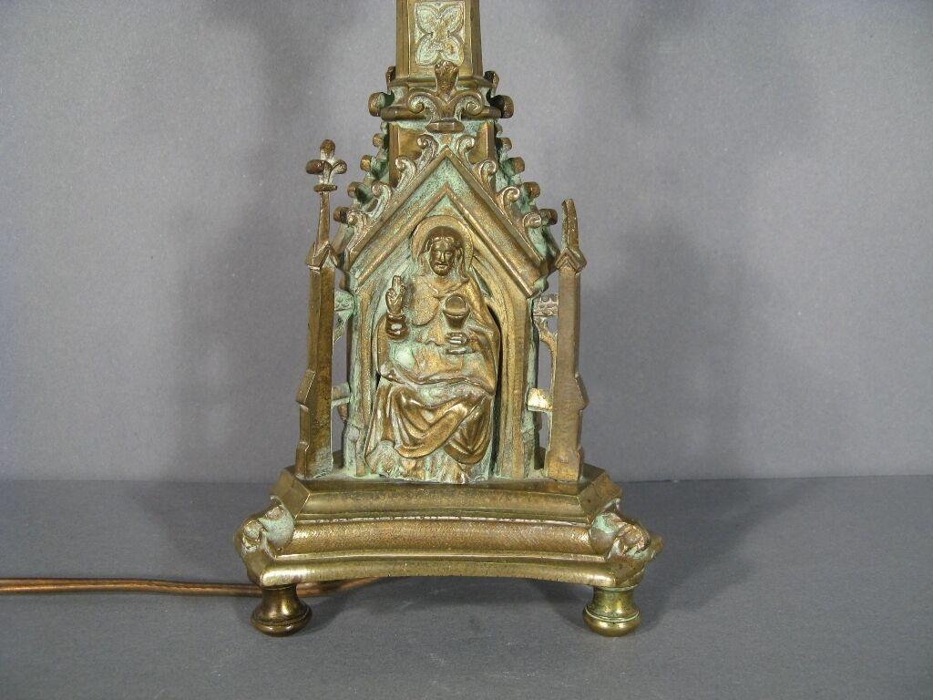 Antique Gothic Style Candle Holder in Gilded Bronze, 19th Century -1Y61 2