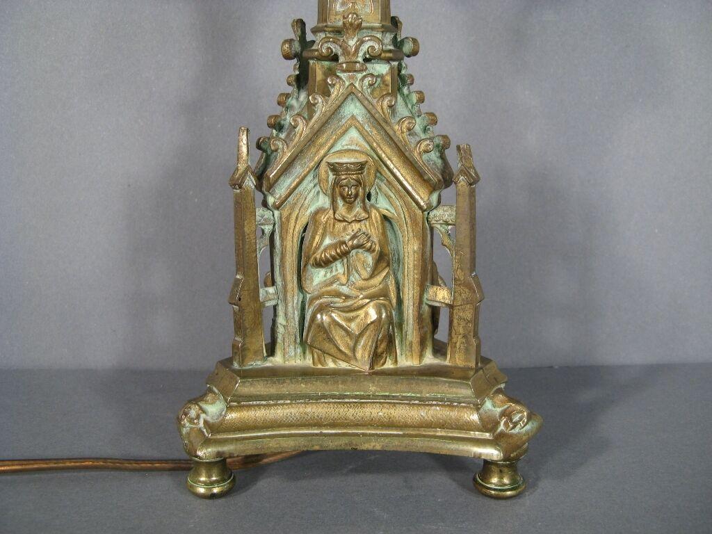 Antique Gothic Style Candle Holder in Gilded Bronze, 19th Century -1Y61 3