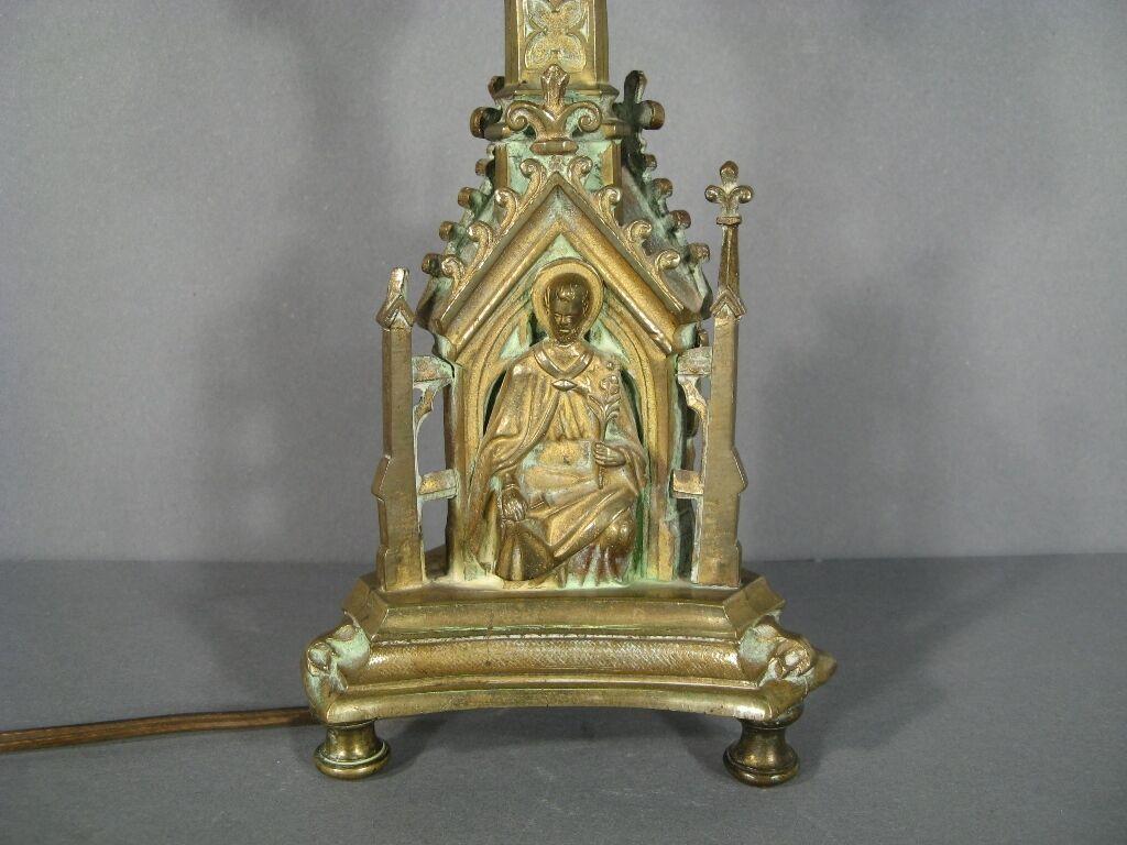 Antique Gothic Style Candle Holder in Gilded Bronze, 19th Century -1Y61 4