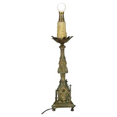 Antique Gothic Style Candle Holder in Gilded Bronze, 19th Century -1Y61