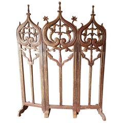 Antique Gothic Style Carved Room Divider, 19th Century