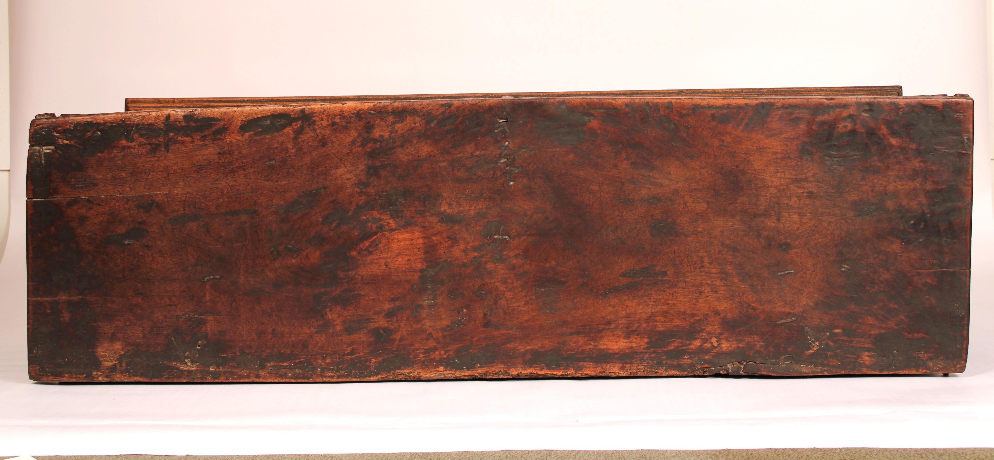 19th Century Antique Gothic Style Elm Trunk For Sale