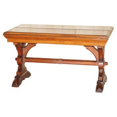 Antique Gothic Style English Oak Victorian Library Table Desk Dining Table