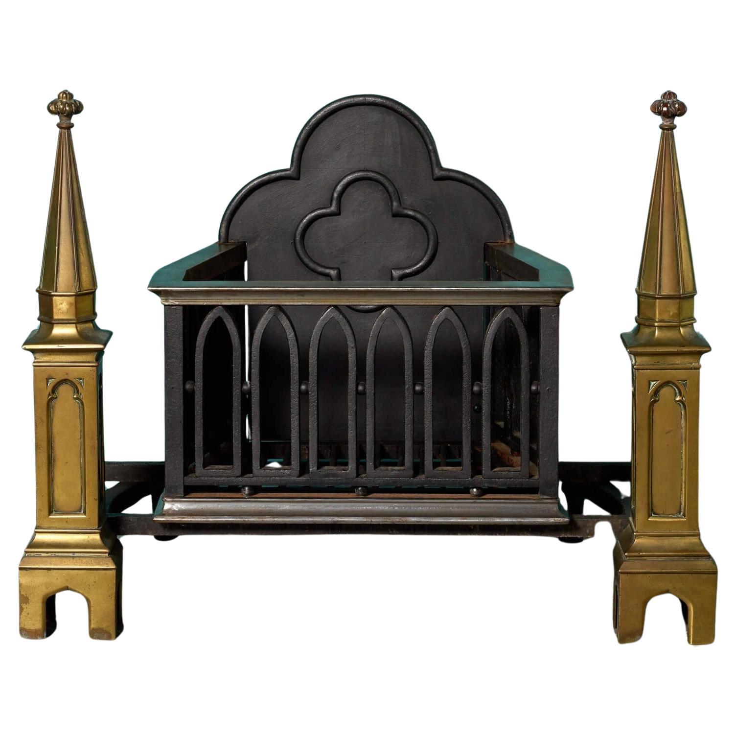 Antique Gothic Style Fire Grate For Sale