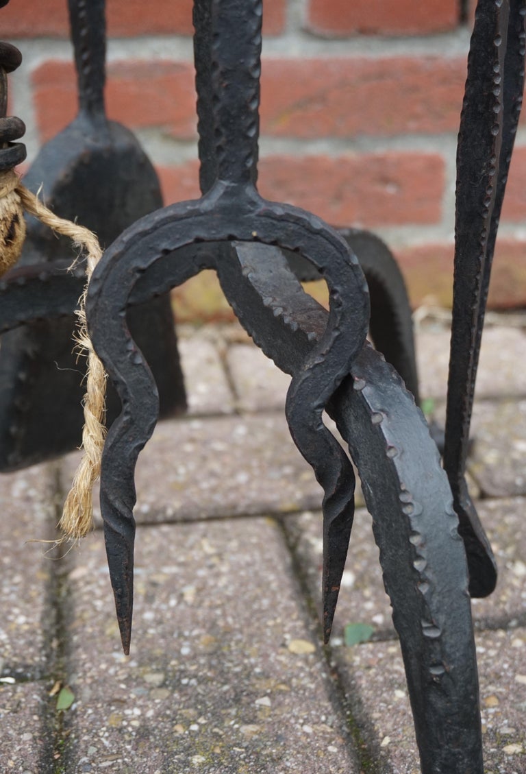 Antique Gothic Style, Hand Wrought Iron Dragon Head Fireplace