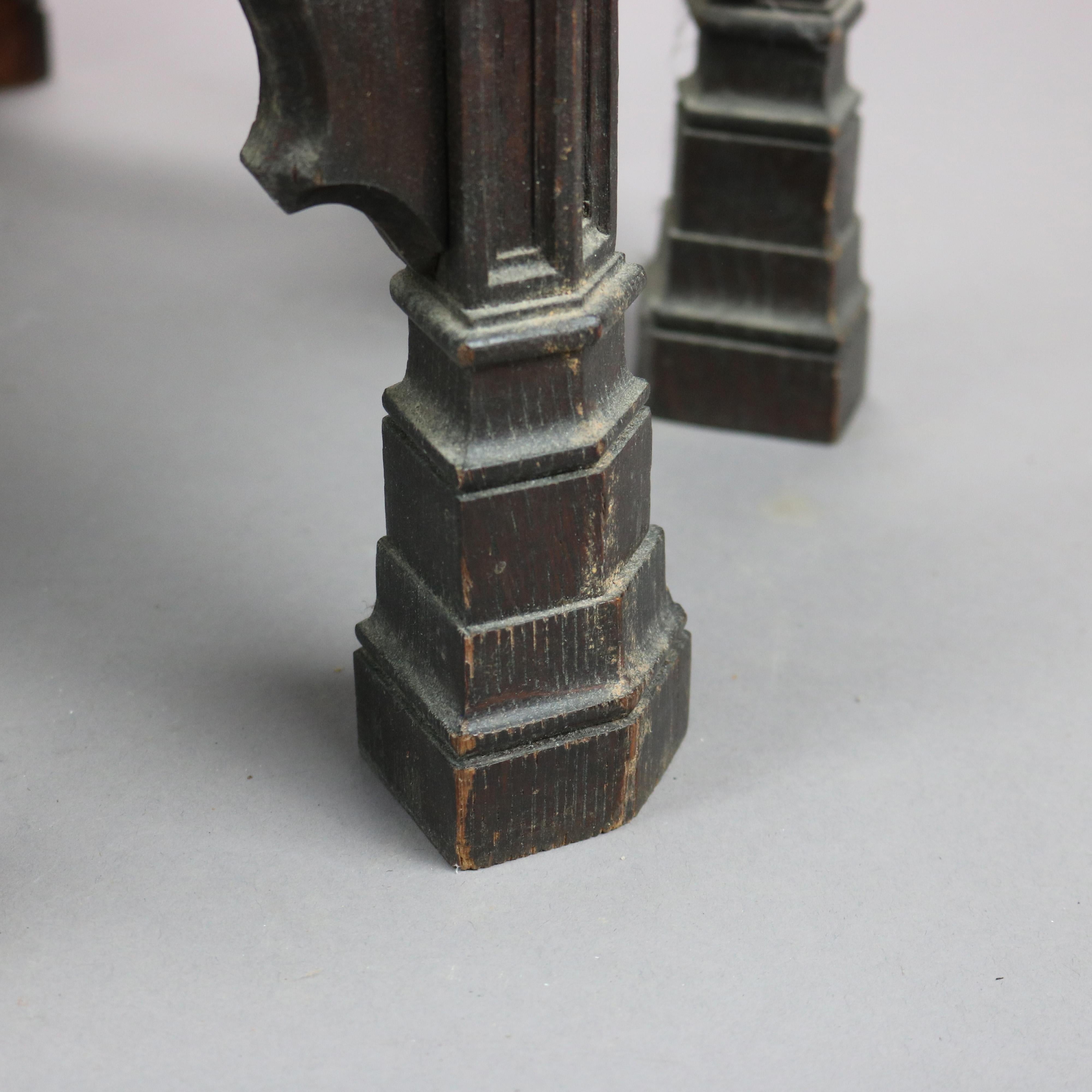 Antique Gothic Tabouret Carved Oak Side Table, Octagonal, Circa 1910 10