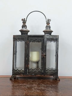 Antique Gothic Victorian Cast Iron Triptych Lantern