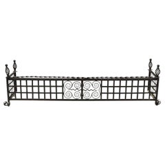 Antique Gothic Wrought Iron Spiral Twist 56" Fireplace Mantel Fender Surround