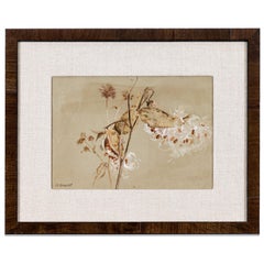 Antique Gouache Nature Study by Irish/American Artist Hugh Newell Milkweed