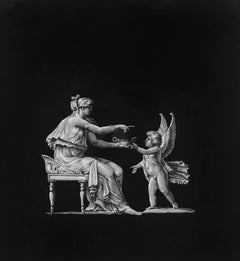 Antique Gouache Painting ‘Seated Venus & Cupid’ 19th Century