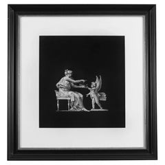 Antique Gouache Painting ‘Seated Venus & Cupid’ 19th Century