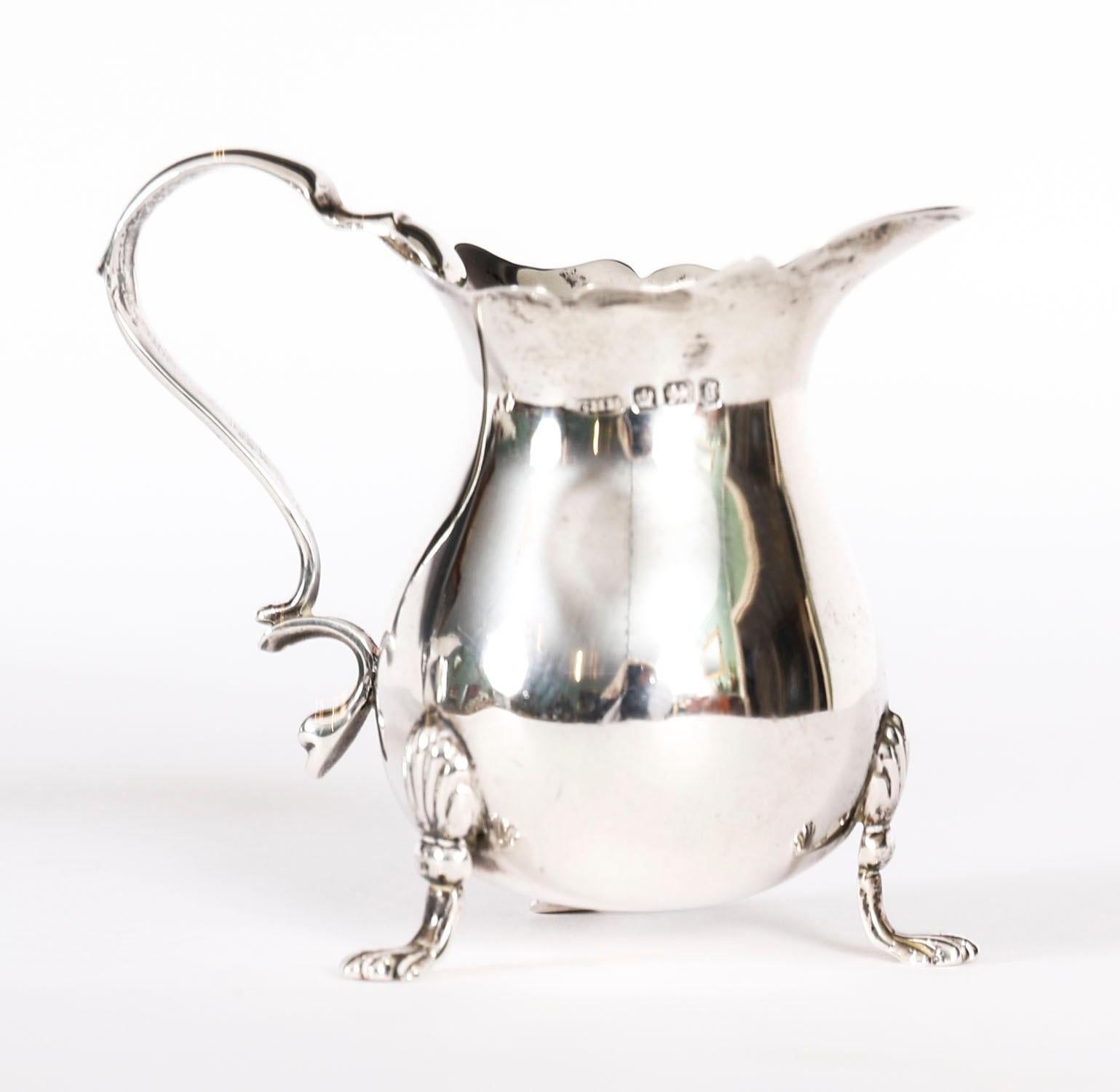 Antike Graduierung Paar viktorianischen Sterling Silber Creme Krüge 19. im Angebot 4