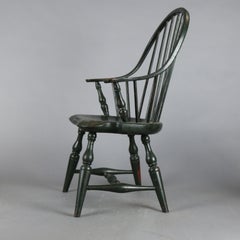 Antique Grain Painted Continuous Arm Bow Back Windsor Childs Chair, 20th Century