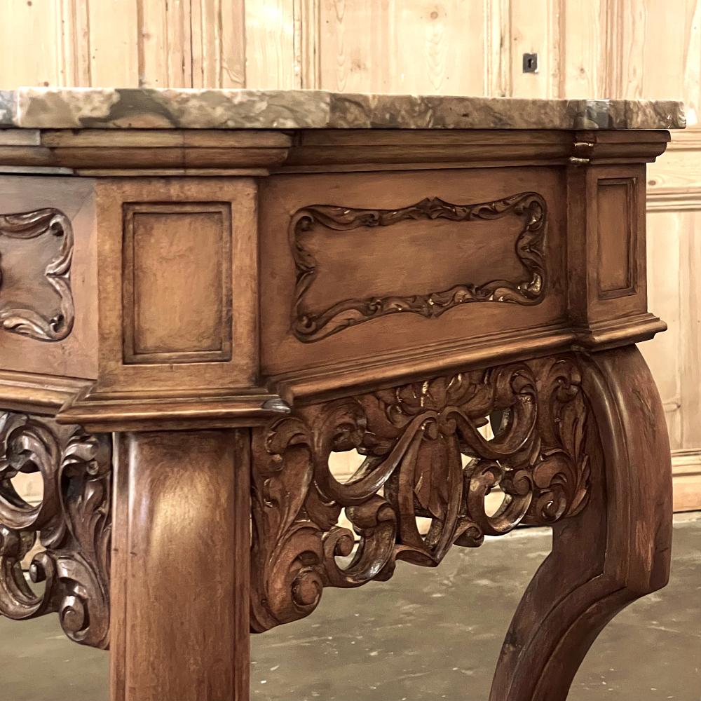 Antique Grand Italian Baroque Marble Top Console or Sofa Table For Sale 9