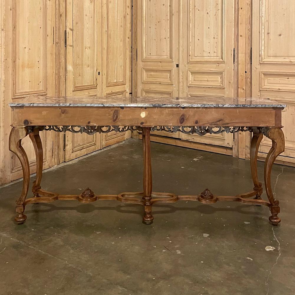 Antique Grand Italian Baroque Marble Top Console or Sofa Table For Sale 13