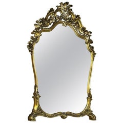 Antique Grand Italian Giltwood Rococo Mirror