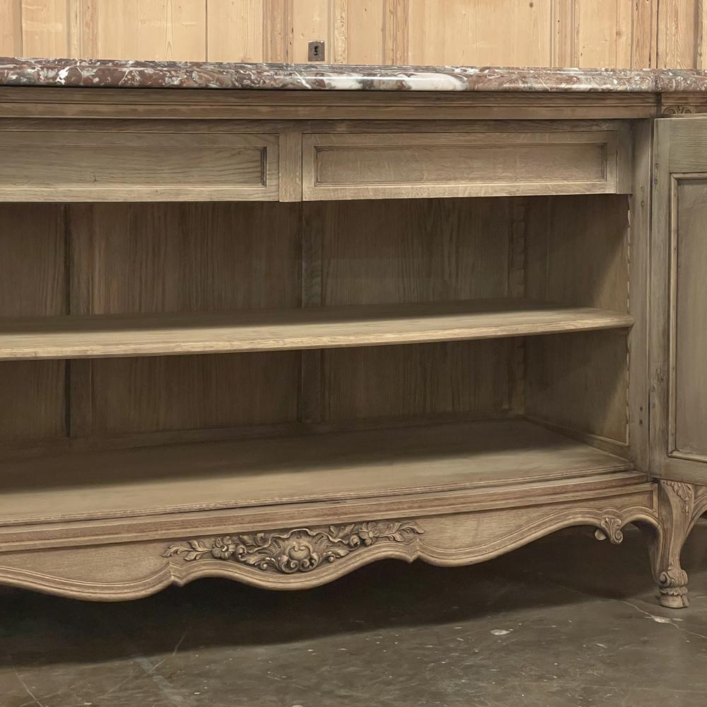 Antique Grand Louis XIV Demilune Marble Top Buffet, Credenza For Sale 3