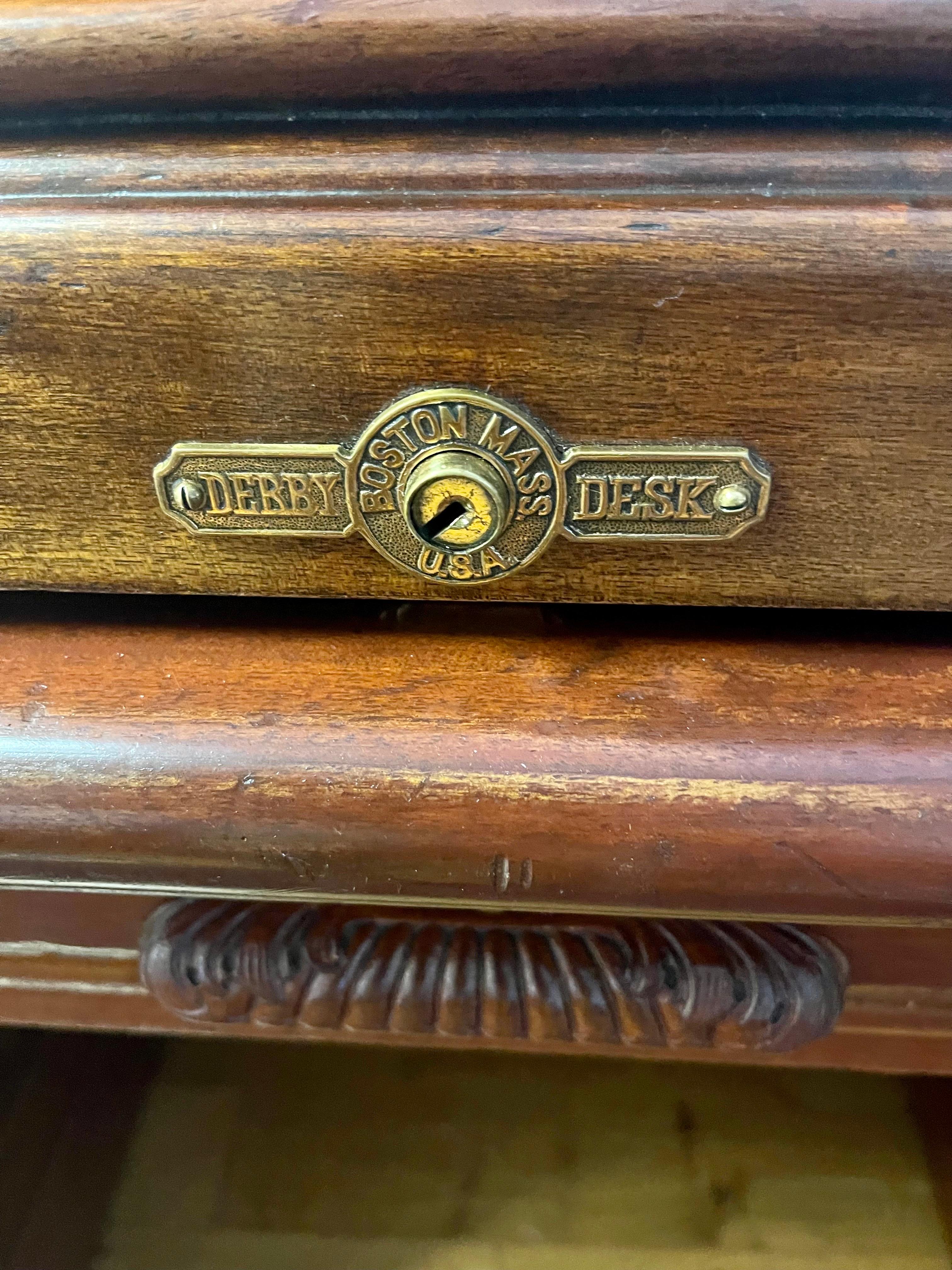 Antique Grand Mahogany Roll Top Derby Desk Company Boston, MA Turn of Century 3