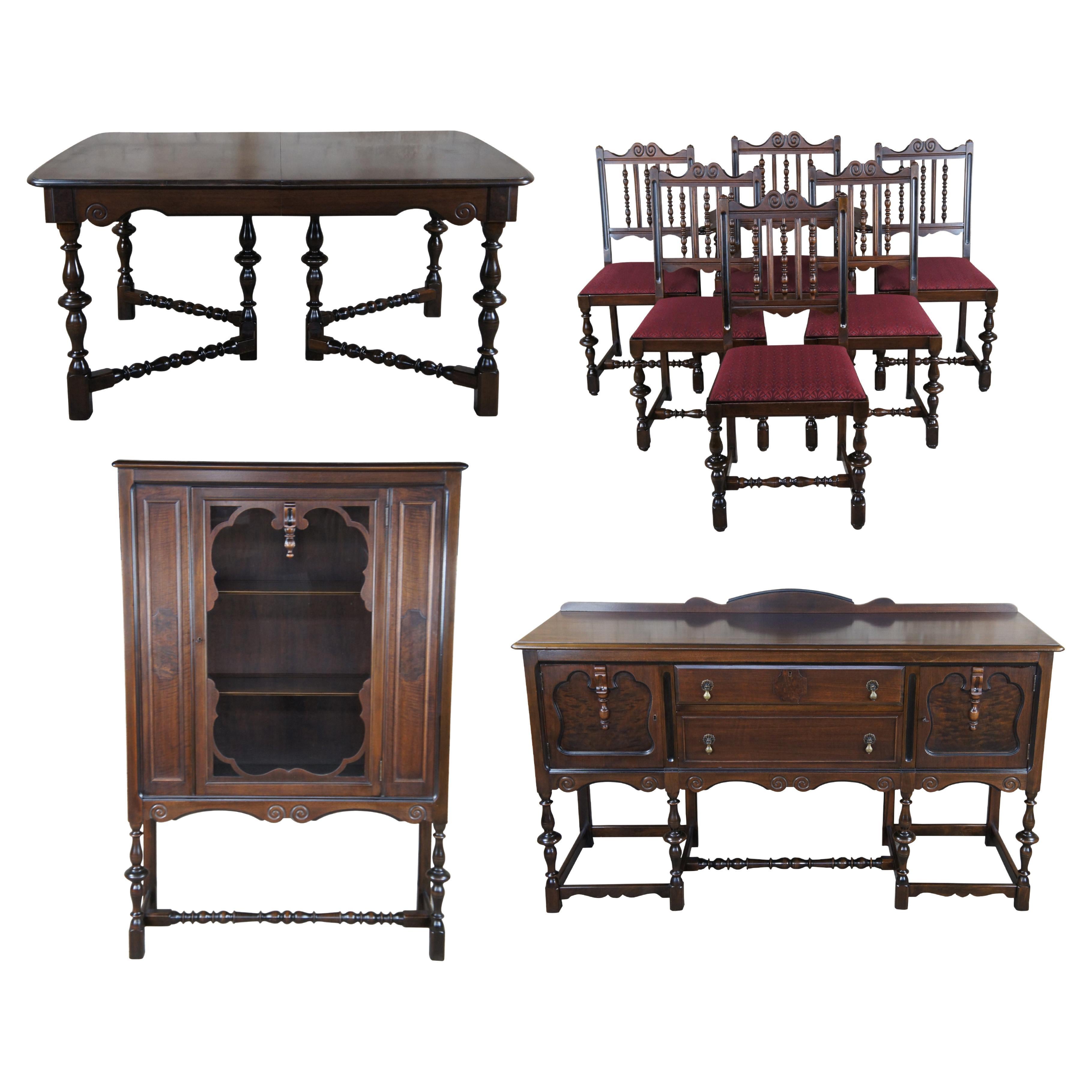 Antique Grand Rapids Chair Co. William & Mary Walnut Dining Room Set