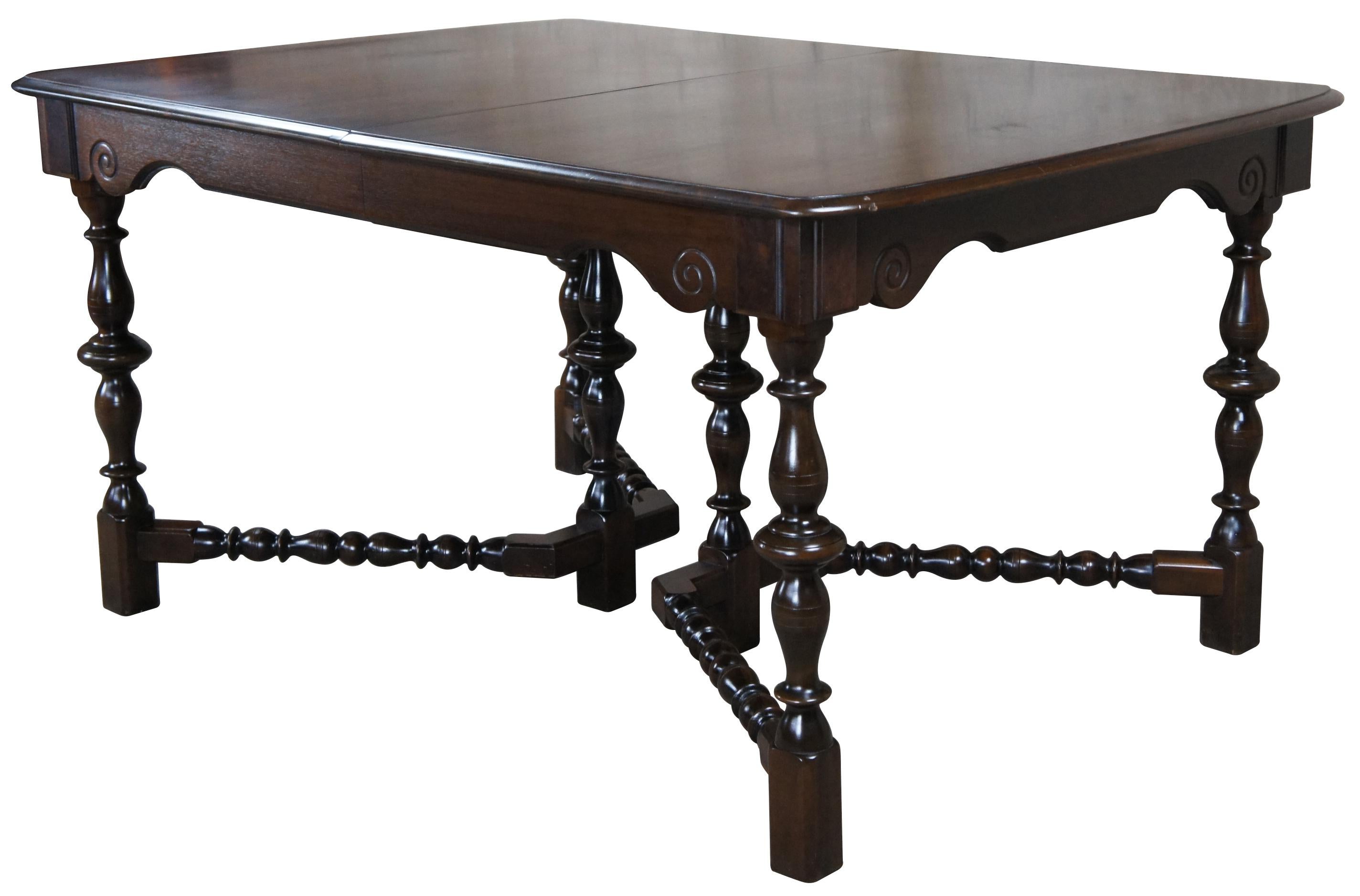 William and Mary Antique Grand Rapids Chair Co William & Mary Walnut Extendable Dining Table