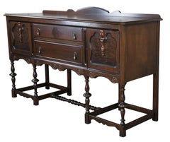 Antique Grand Rapids Chair Co. William & Mary Walnut Sideboard Jacobean Buffet
