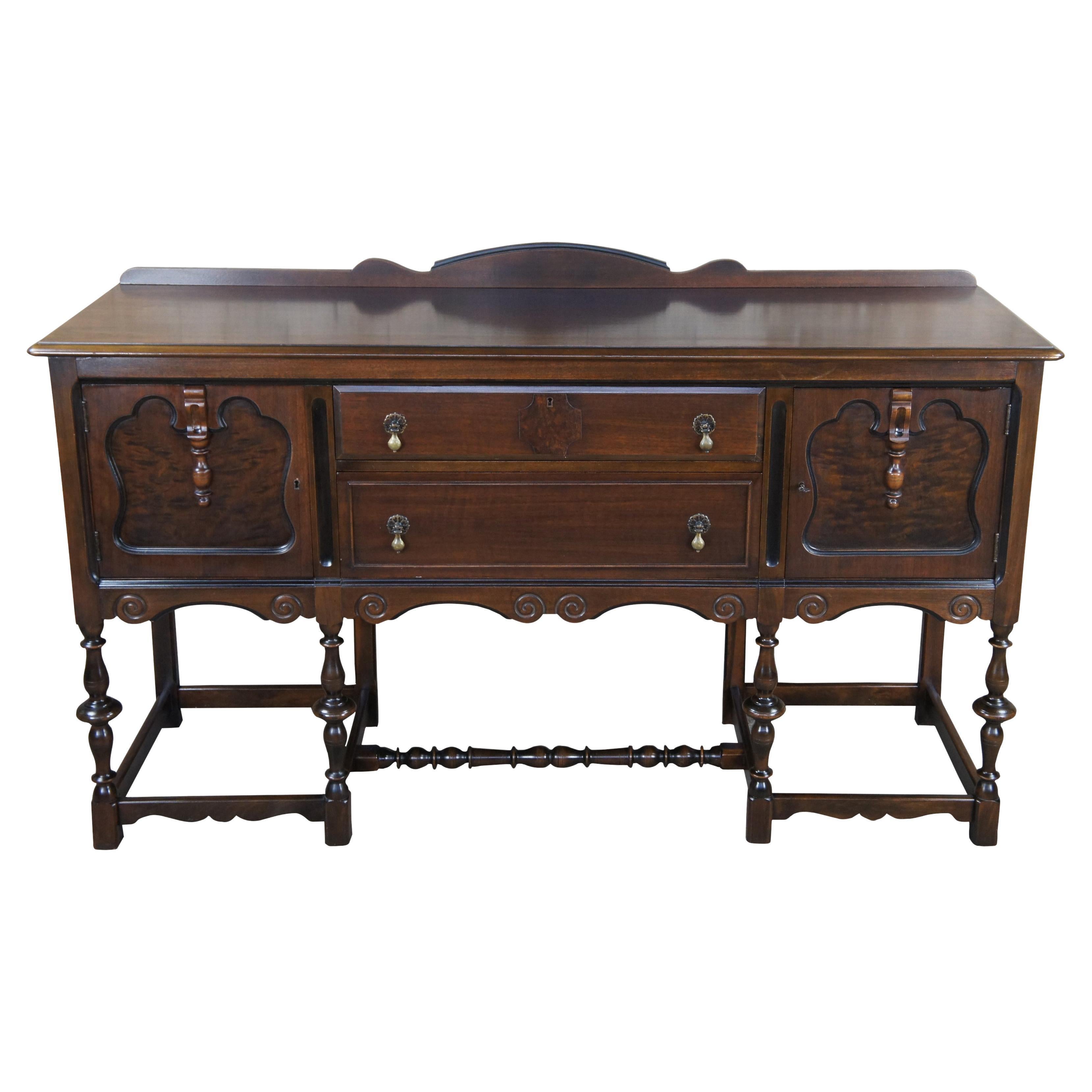 Antique Grand Rapids Chair Co. William & Mary Walnut Sideboard Jacobean Buffet
