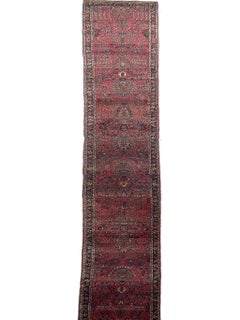 Antique Grand Stairway / Ballroom Hallway Sarouk Runner Rug, circa 1920-30's