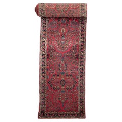 Antique Grand Stairway / Ballroom Hallway Sarouk Runner Rug, circa 1920-30's