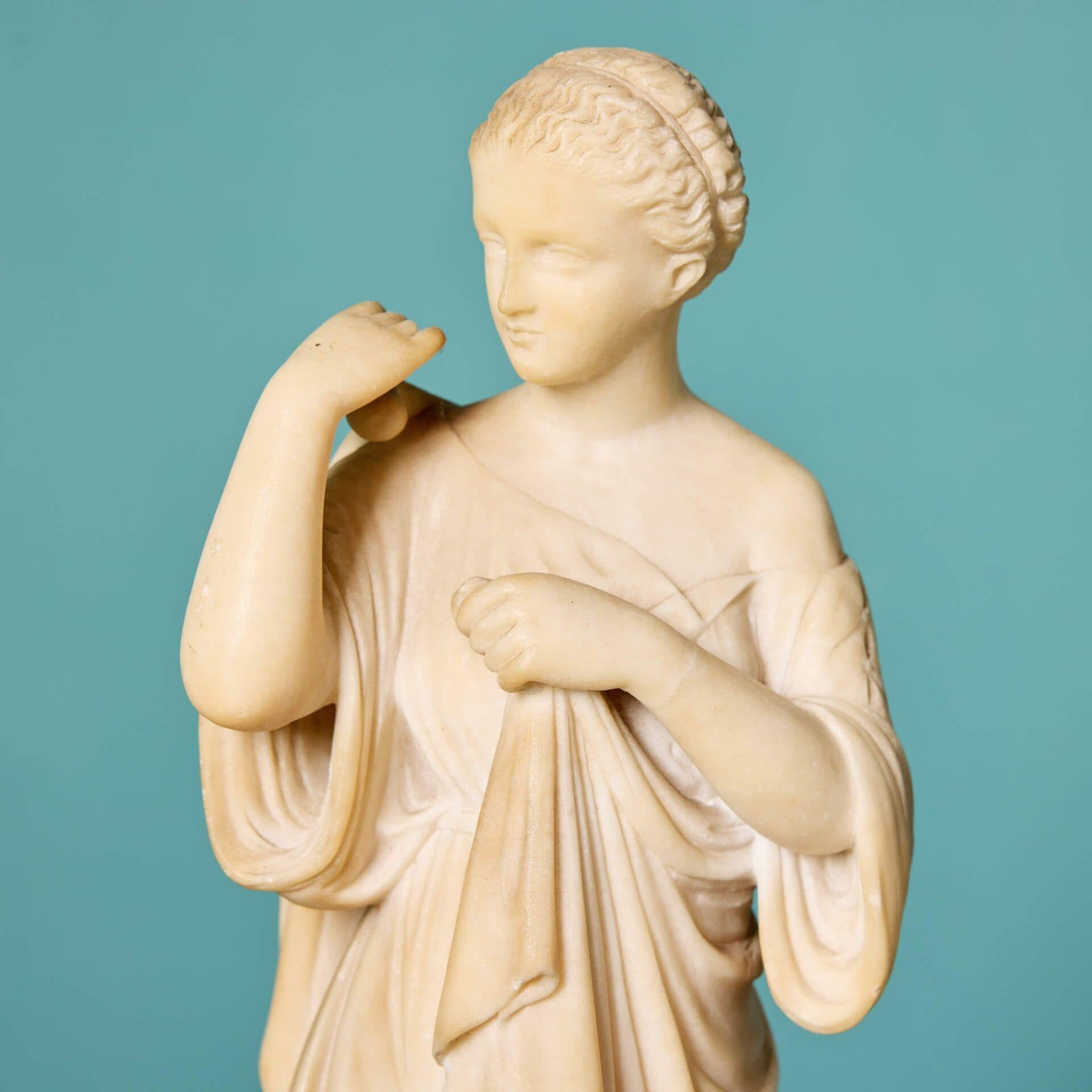 Italian Antique Grand Tour Alabaster Statue of Diana di Gabii For Sale
