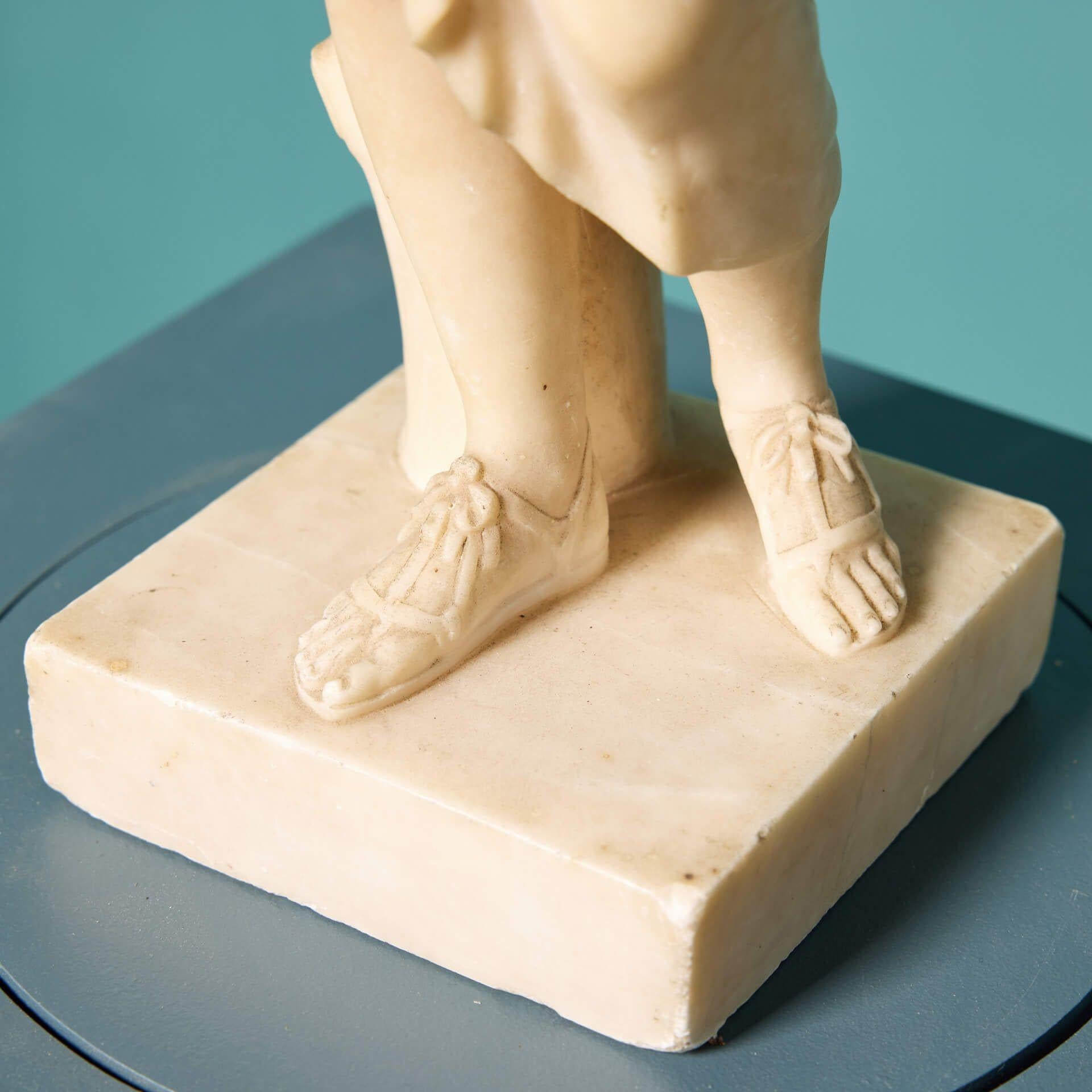 Hand-Carved Antique Grand Tour Alabaster Statue of Diana di Gabii For Sale
