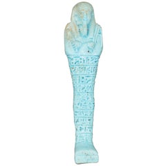 Antique Grand Tour Blue Faince Large Egyptian Shabti Doll