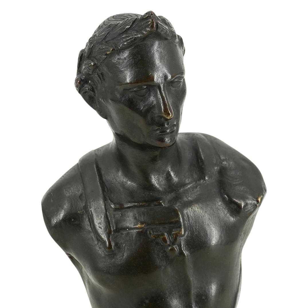 Italian Antique Grand Tour Bronze and Alabaster Figurine Depicting Augustus Caesar