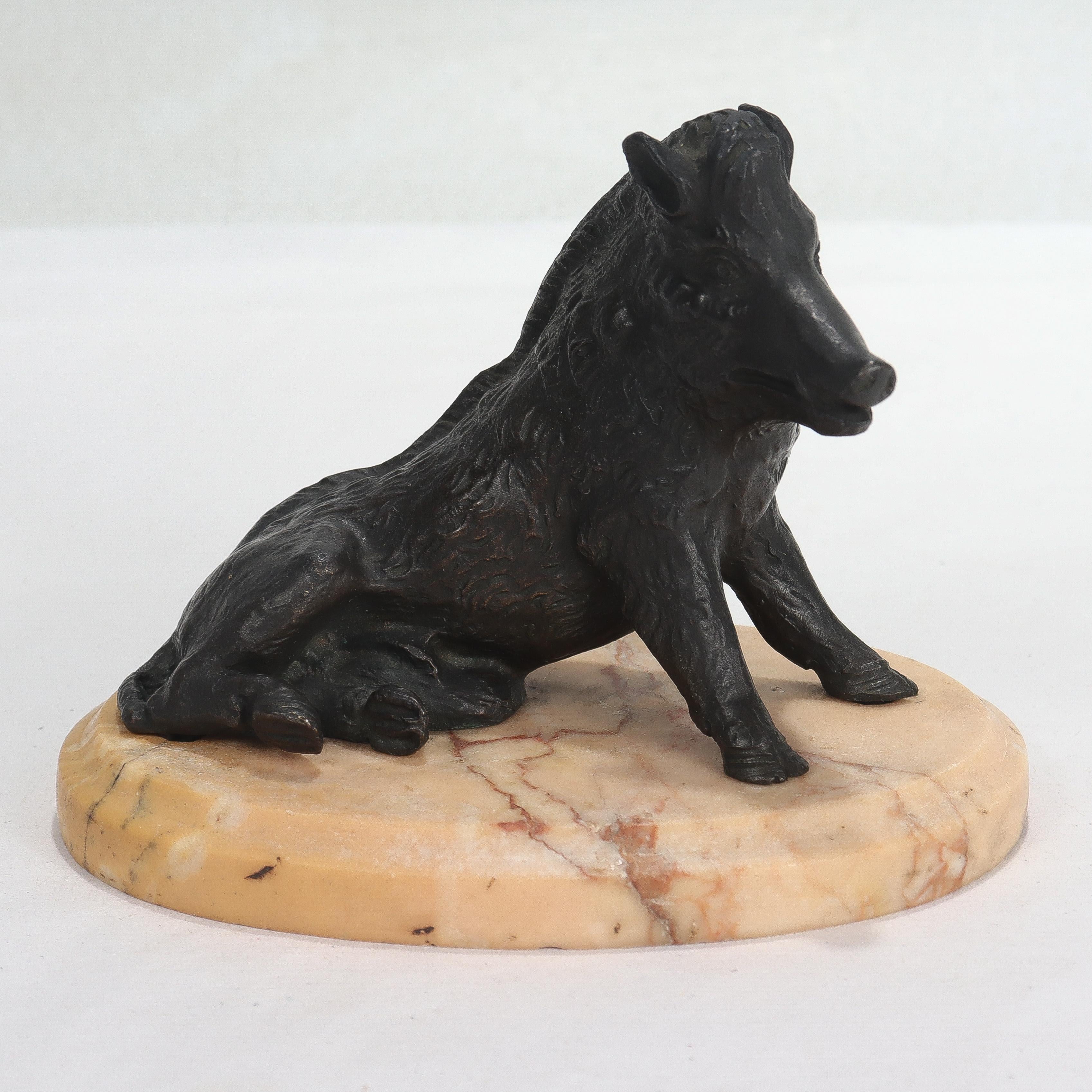 Antique Grand Tour Bronze Boar Sculpture of “Il Porcellino” After Pietro Tacca 3