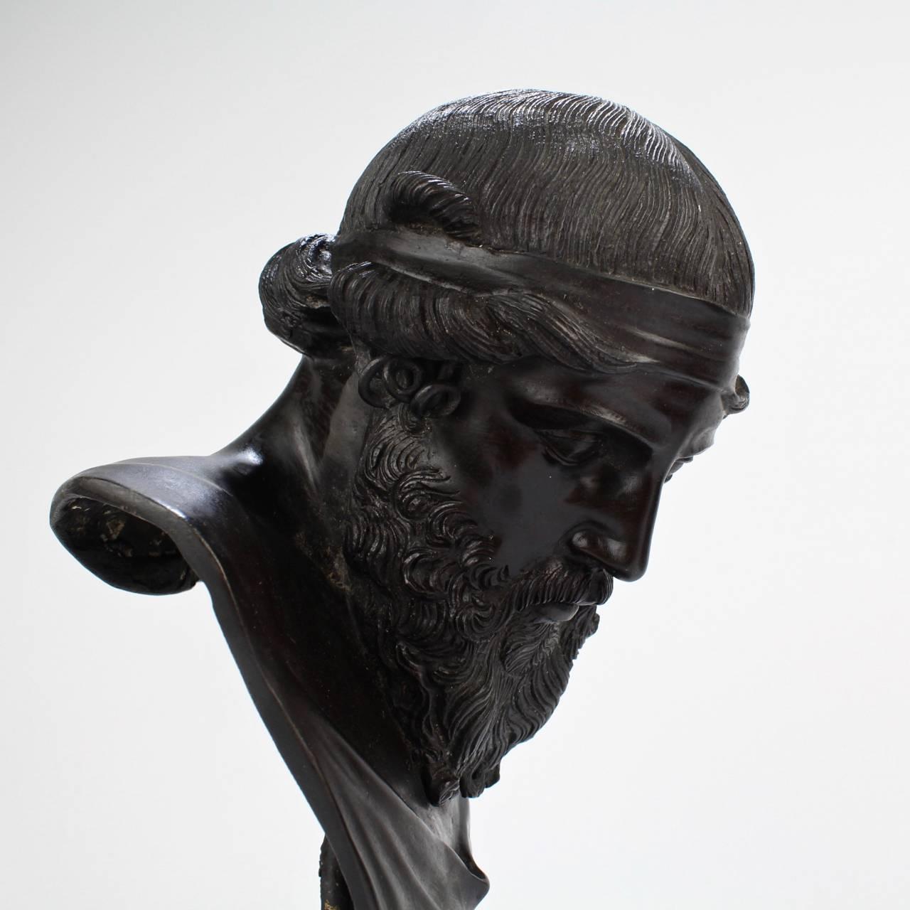Antique Grand Tour Bronze Bust of Dionysius 2