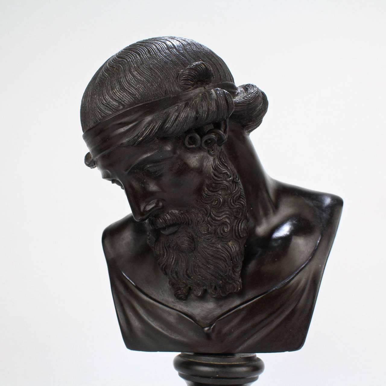 Antique Grand Tour Bronze Bust of Dionysius 4