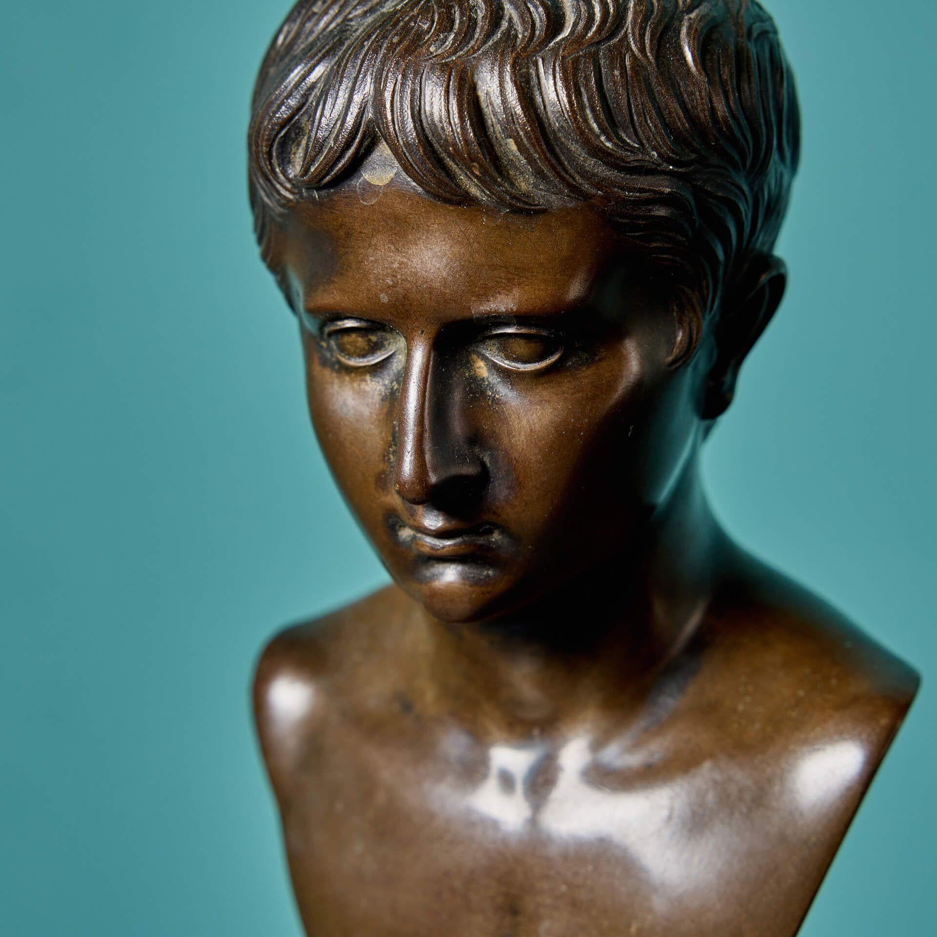 French Antique Grand Tour Bronze Bust of Roman Emperor For Sale