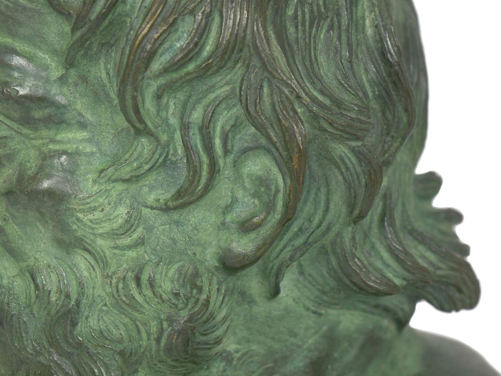 Antique Grand Tour Bronze Bust Sculpture after Pseudo-Seneca, 19th Century 5