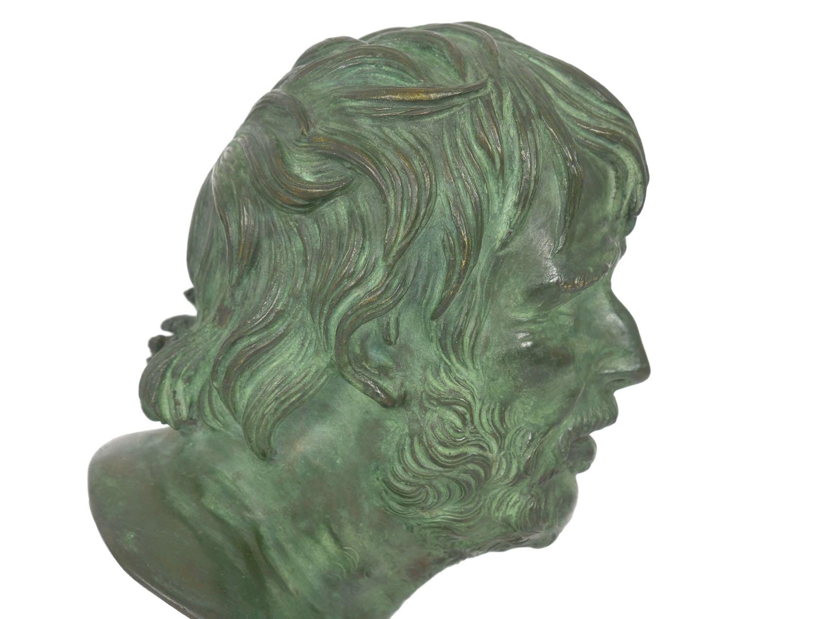 Antique Grand Tour Bronze Bust Sculpture after Pseudo-Seneca, 19th Century 10