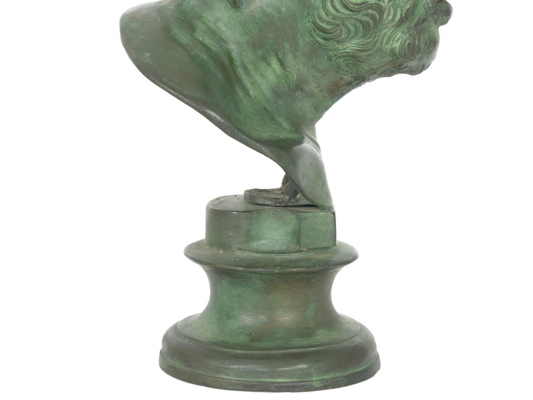Antique Grand Tour Bronze Bust Sculpture after Pseudo-Seneca, 19th Century 11